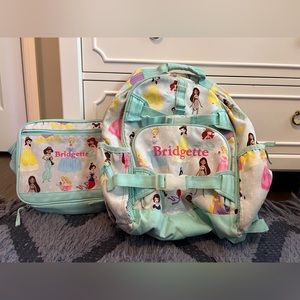 Pottery Barn Kids Disney Princess Backpack & LunchBox embroidered Bridgette